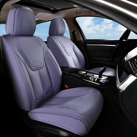 FLORICH Front Set Car Seat Covers, Luxury Faux Leather Seat Protectors, Automotive Seat Cover Universal Fit for Most 5 Seats Vehicles, Purple