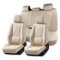thumbnail image 1 of FLORICH Full Set Car Seat Covers, Universal Nappa Leather Seat Covers for Car Trucks SUV with Lumbar Support, Waterproof, Anti-Slip, Beige, 1 of 8