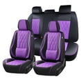 thumbnail image 1 of FLORICH Full Set Car Seat Covers, Universal Nappa Leather Seat Covers for Car Trucks SUV with Lumbar Support, Waterproof, Anti-Slip, Black & Purple, 1 of 10
