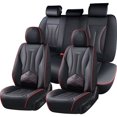 thumbnail image 1 of FLORICH Full Set Leather Car Seat Covers, Waterproof Front and Rear Seat Covers for Cars, Automotive Seat Protector Fit for Most Car SUV Truck, Black & Red Line, 1 of 10