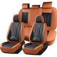 thumbnail image 1 of FLORICH Full Set Leather Car Seat Covers, Waterproof Front and Rear Seat Covers for Cars, Automotive Seat Protector Fit for Most Car SUV Truck, Brown & Black, 1 of 10