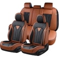 thumbnail image 1 of FLORICH Leather Car Seat Covers Full Set for Cars, SUVs & Trucks, Brown Black Front & Rear Automotive Seat Covers, Universal Fit for Toyota Honda Ford Jeep, 1 of 14