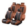 thumbnail image 1 of FLORICH Universal Fit Full Set Car Seat Cover for Most Cars Trucks SUV, Comfortable Luxury Leather Automotive Seat Covers - Breathable Waterproof, Brown & Black, 1 of 8