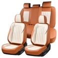thumbnail image 1 of FLORICH Waterproof Leather Seat Cover Full Set, Universal Auto Seat Protectors for Sedans & Compact SUVs, Airbag Compatible, Brown & Beige, 1 of 9