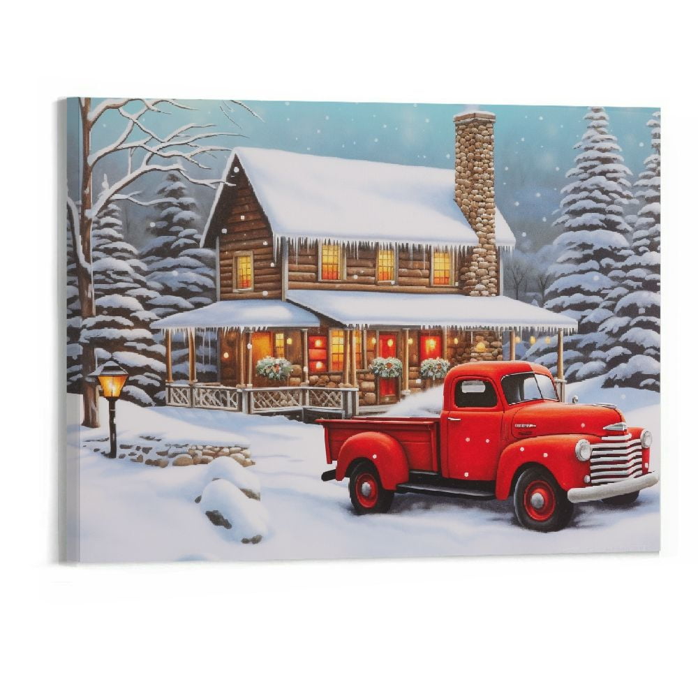 FLORID 16" x 12" Christmas LED Lighted Canvas Wall Art Prints Light Up