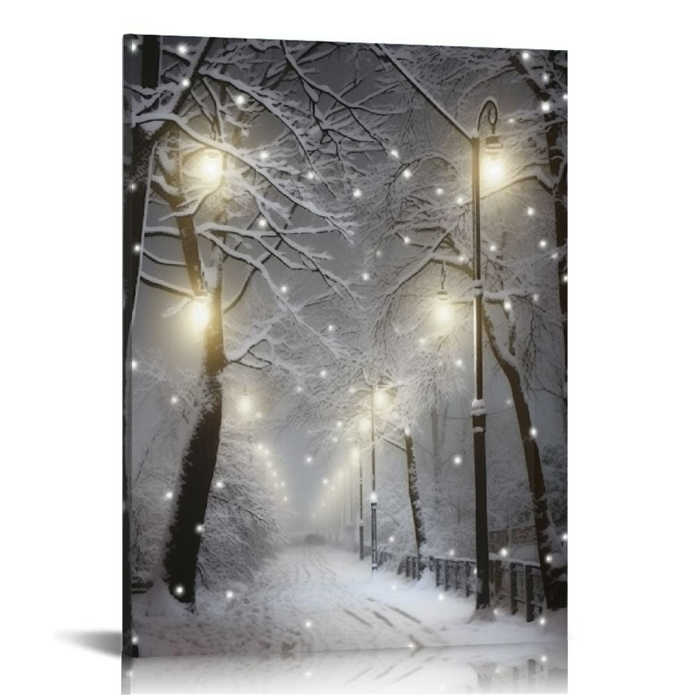 FLORID 16 x 12 Inch Christmas LED Wall Canvas Art Home Decor, Light Up