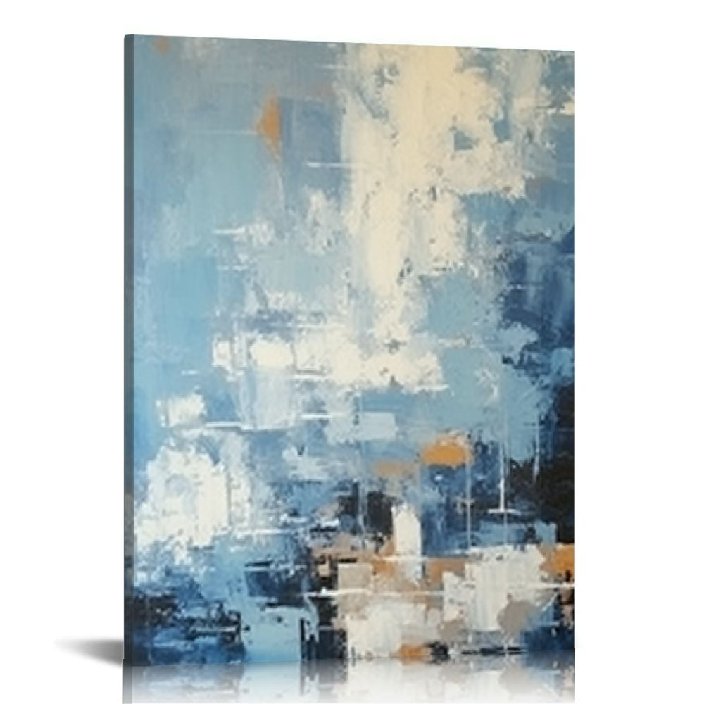 FLORID 16x20 in / 12x16 in Black White Blue Gray Abstract Wall Art