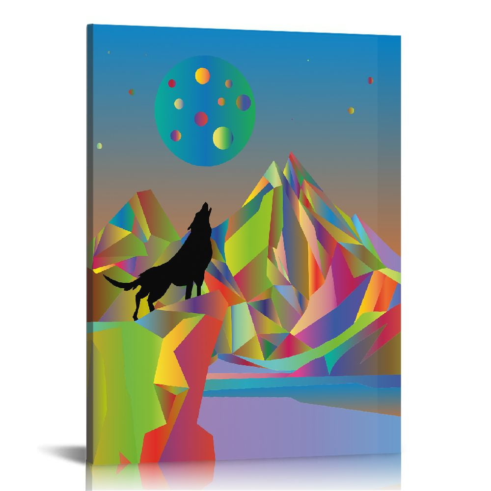 FLORID Abstract Wolf Artwork Paintings Print on Canvas Wall Art 16x20 in / 12x16 in 16x20 in