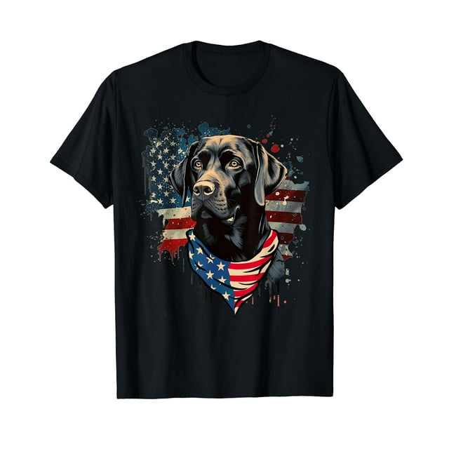 FLORID Black Labrador Retriever Shirts USA Flag Lab Dog Lover Gifts Black T-Shirt Short Sleeve black