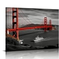 thumbnail image 1 of FLORID Black and White Red Canvas Paintings Golden Gate Bridge Bedroom San Francisco Wall Art Contemporary Home Decor California Bathroom Art 20x16 in / 16x12 in 20x16in, 1 of 4