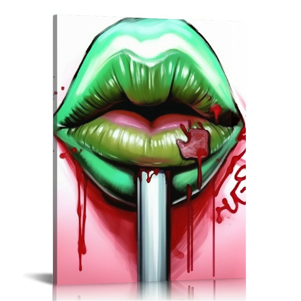 FLORID Canvas Wall Art Graffiti Painting Colorful Beautiful Girl Red ...
