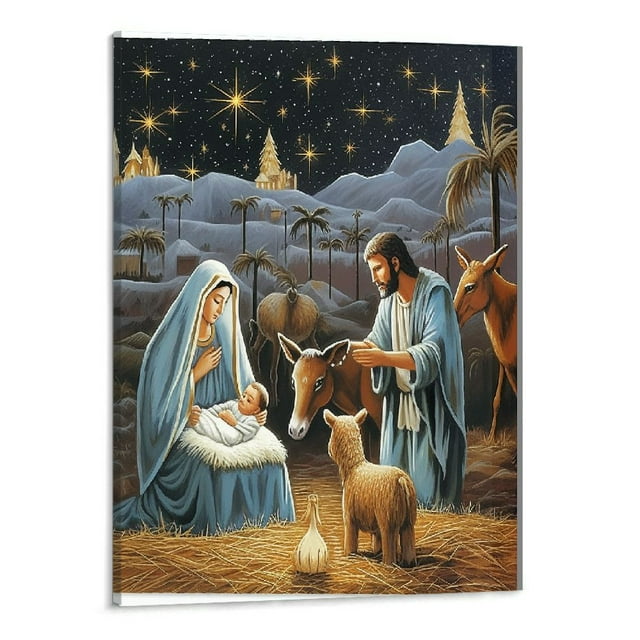 FLORID Christmas Wall Art Canvas Print,Nativity Scene Picture Jesus in ...