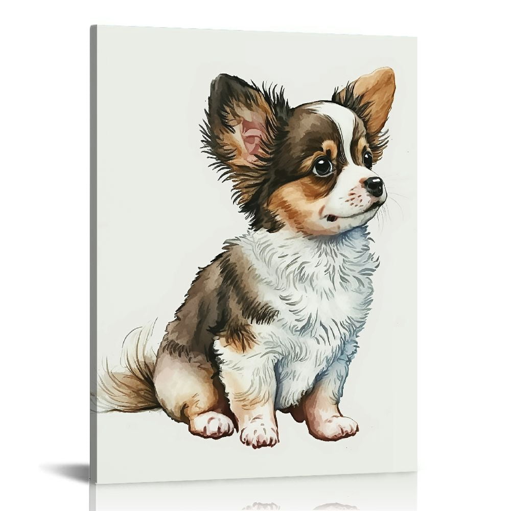 Tenture Murale Tissée Jacquard – Puppy Loves Stretched Panel – 24x25 Pouces – Chien