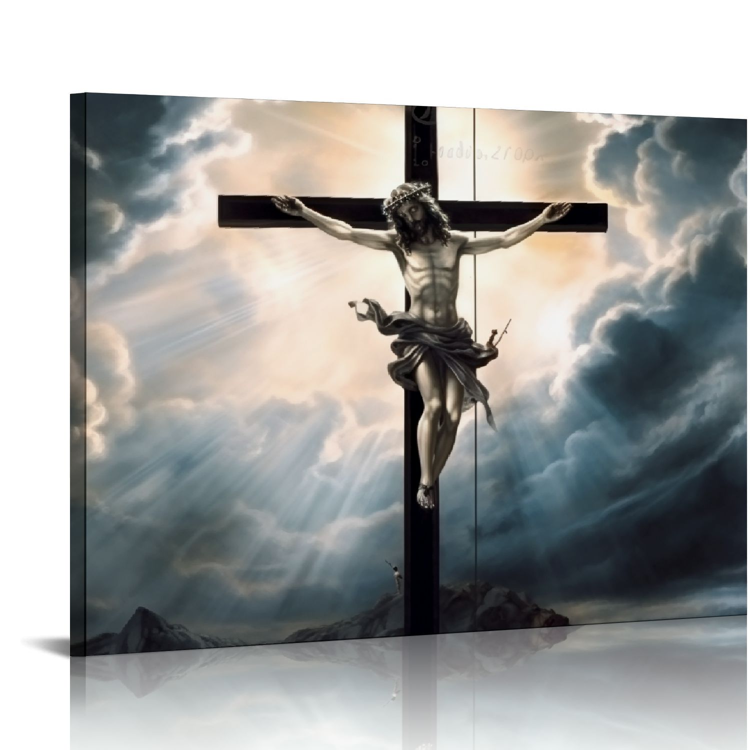 FLORID Decor Crosses Canvas Wall Art Decor Jesus Crucified Pictures Religion & Spirituality Navy