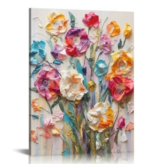FLORID Framed Colorful Floral Canvas Wall Art Flowers Rose Wildflowers painting Wall Decor Artwork Modern Botanical Picture paints Poster Prints Ready to Hang (Floral, Framed)
