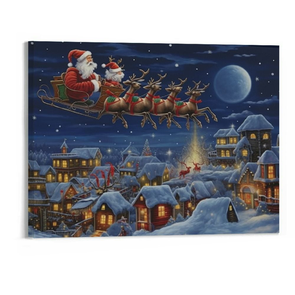 FLORID Gallery Wrapped Canvas Christmas Wall Art Print for Holiday
