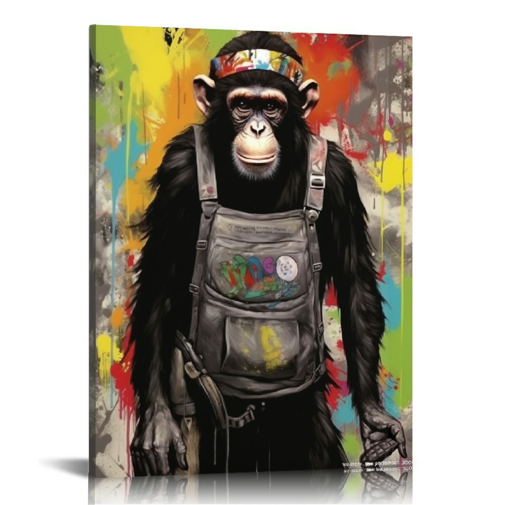 Thinker Monkey Street Art Painting Mural Graffiti Banksy
