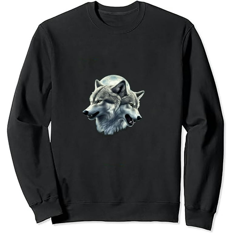 FLORID Howling Wolf Pack Sweatshirt Wild Wilderness Animals Nature Moon Sweater