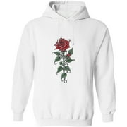 TODAY CO.LTD FLORID Men's Fleece Hoodie Unisex Rose Letter Print Hooded Pullover Kangaroo Pocket Sweatshirt