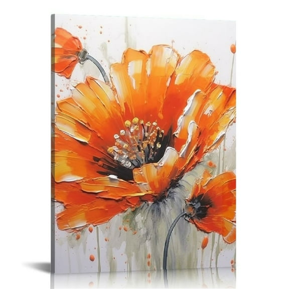 FLORID Orange Poppies Flower Canvas Wall Art Home Decor Framed Ready to Hang 16x20 in / 12x16 in 16x20 in