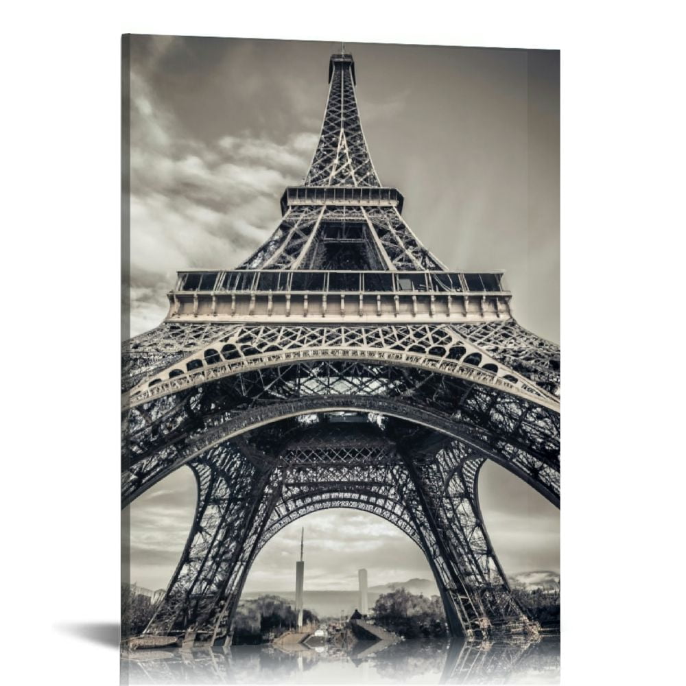 FLORID Paris Eiffel Tower Canvas Wall Art Black and White Framed Paris