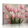 FLORID Pink Flower Paintings Canvas Wall Art Watercolor Plant Tulip