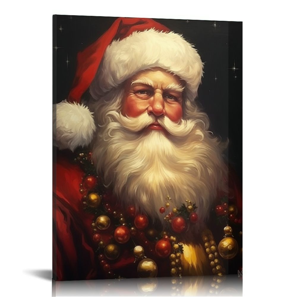 FLORID Santa Canvas Wall Art Vintage Santa Claus Pictures Prints