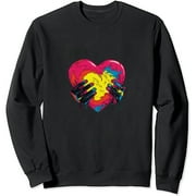 FLORID Sweatshirt ASL I Love You Hand Heart Casual Round Neck Sports Shirt Black