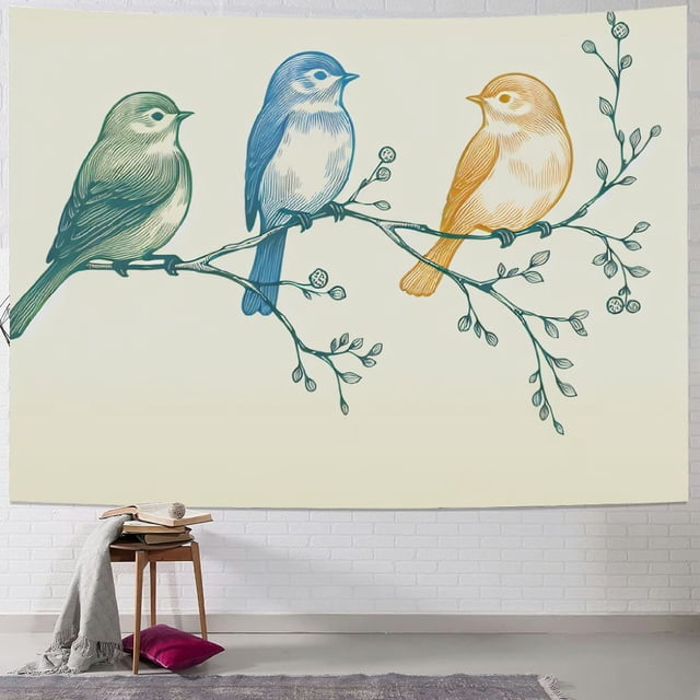 FLORID Tapestry Colorful Birds on Tree Branches Painting - Walmart.com