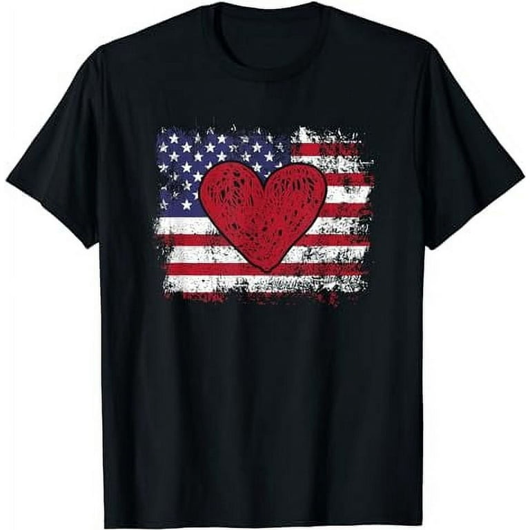 Valentines Day Heart American Flag T Shirt - Lots Of Hearts Valentines Day Heart American Flag T Shirt - Lots Of Hearts