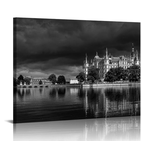 FLORID Wall Art 20x16 in / 16x12 in Decorative Painting Castle-Artwork Print on Canvas Wall Art for Home Walls Decor Stretched and Framed Ready to Hang 16x12in