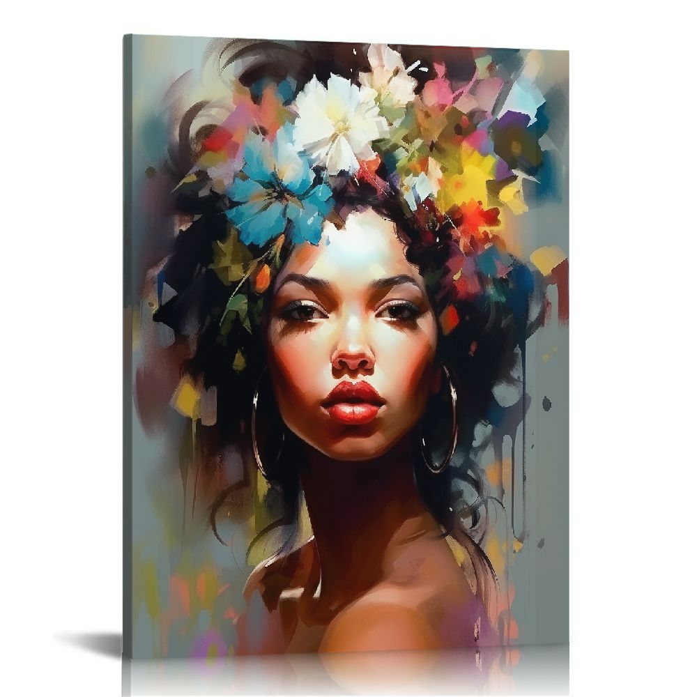 FLORID Wall Art African American Wall Art Black Girl Canvas Wall Art