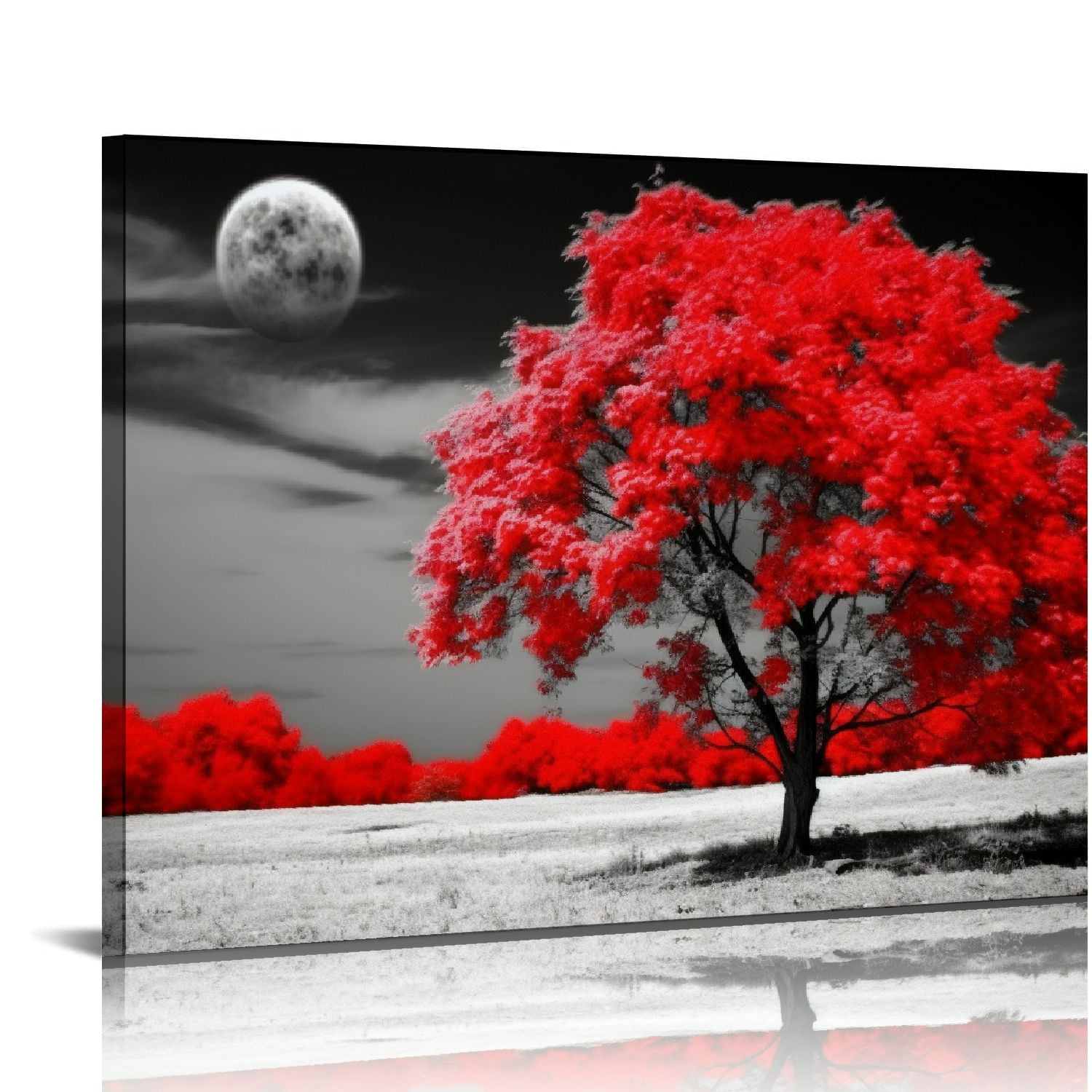FLORID wall art for living room Simple Life red moon tree scenery ...