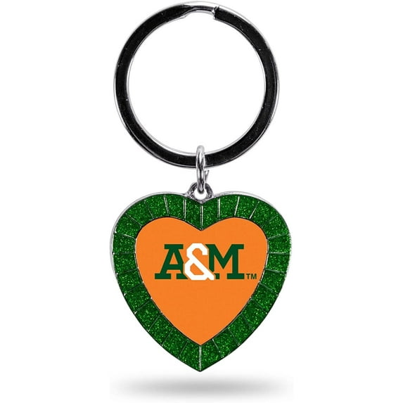 FLORIDA A&M TEAM COLOR BLING HEART KEYCHAIN
