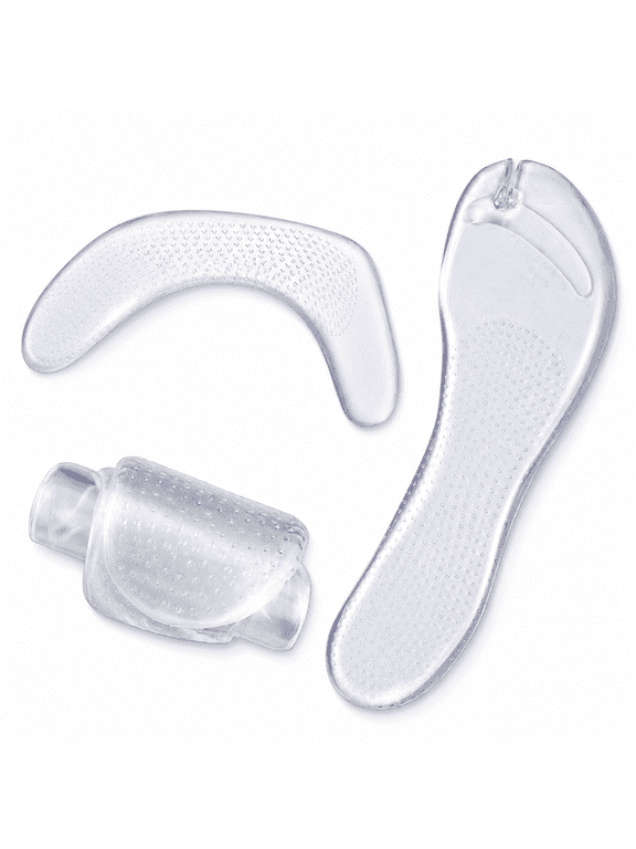 1 Pair Silicone Insoles Transparent Soft Sole Non-slip Shock Absorption Wear-resistant Arch Support Universal Flip-Flop Slipper Sandal Shoes Pads Foot Care, Clear