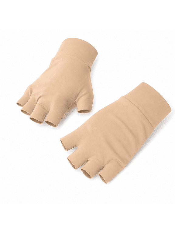 1 Pairs Elderly Skin Thin Protector Gloves Tone Fingerless Gloves Bruise Abrasion Protective to Cover Bruising
