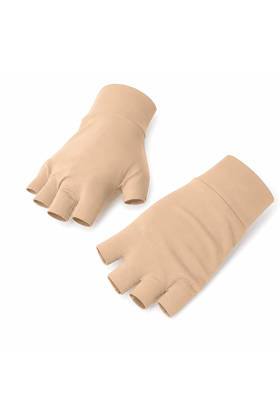1 Pairs Elderly Skin Thin Protector Gloves Tone Fingerless Gloves Bruise Abrasion Protective to Cover Bruising