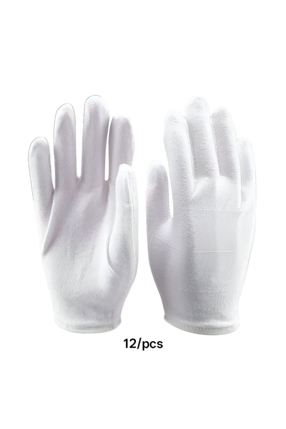 12 Pairs/Lot White 100% Cotton Ceremonial Gloves for Male Female Serving / Waiters/Drivers/Jewelry Gloves,White Gloves,White Cotton Gloves