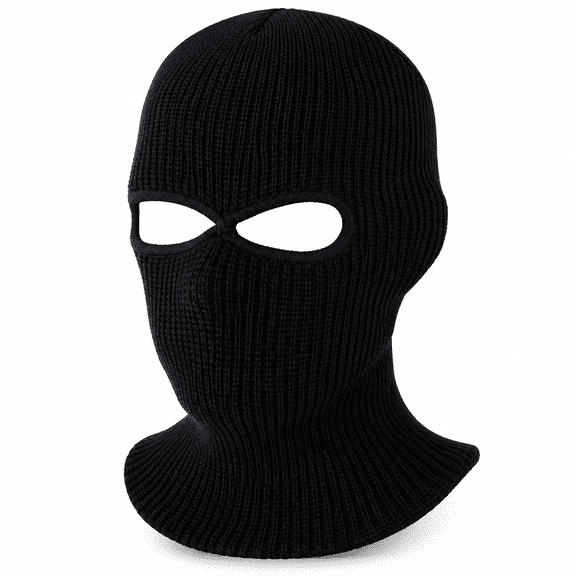 FLORNIX 2-Hole Knitted Full Face Cover Ski Neck Gaiter,Winter Balaclava Warm Knit Beanie for Outdoor Sports (Black)