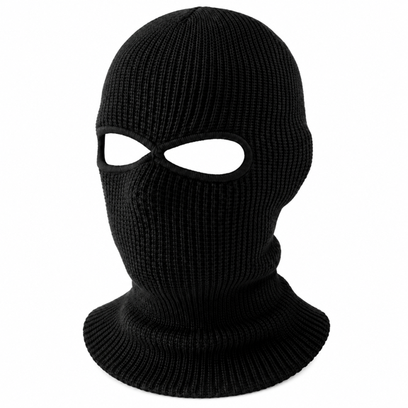 FLORNIX 2-Hole Knitted Full Face Cover Ski Neck Gaiter,Winter Balaclava Warm Knit Beanie for Outdoor Sports (Black)