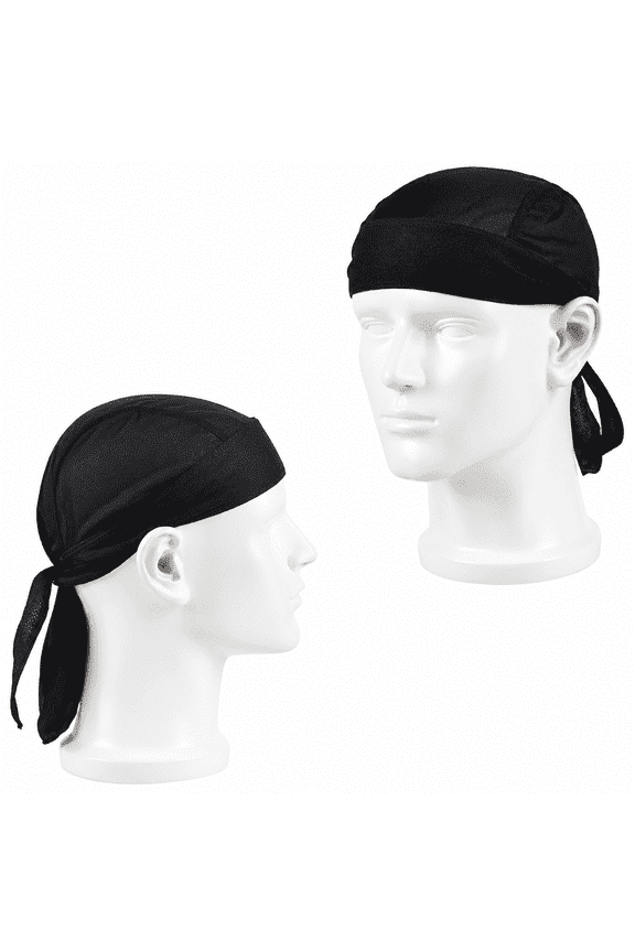 2 Pack Sweat Wicking Doo Rag, Cooling Dew Rag Helmet Liner, Large Motorcycle Do Rags Head Wrap Bandana Skull Caps for Men and Women