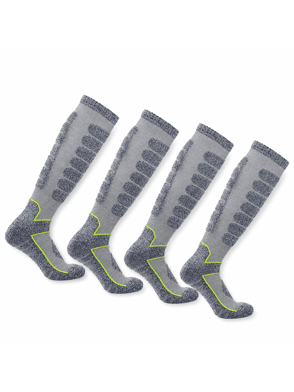 2 Pairs Ski Socks Merino Wool Thermal Knee High Winter Snowboard Sport Socks for Men and Women - Gray + Gray