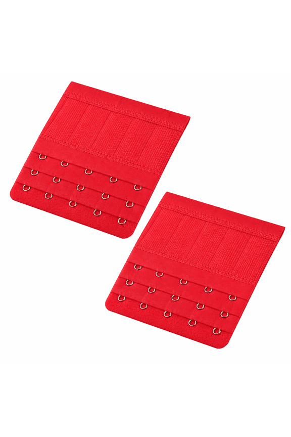 2 Pcs Bra Extender,3.8" Five-Row and Three-Fasteners Bra Extender Value Pack,Environmental Friendly Dyeing Process Bra Back Extender,Red