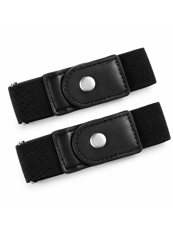 2 Pcs No Buckle Men Belts 2 Loop Elastic Belt Adjustable Stretch Loop Invisible Belts Side Belts Without Buckle Waist Tightener Keeper for Jeans Pants