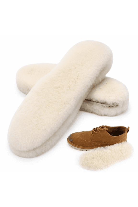 2026 New 2 Pairs Thick Sheepskin Fleece Insoles for Women, Warm Fluffy Wool Replacement Cozy Breathable Inner Soles for Shoes Boots Slippers Size 8 M Us Women