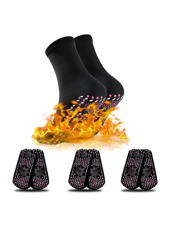 2026 New 3 Pairs Self Heated Socks,Winter Thermal Foot Warmer Socks Self-Heating Therapy Magnetic Socks for Outdoor Skiing Camping for Hiking,Fishing,Work,Outdoor Activities