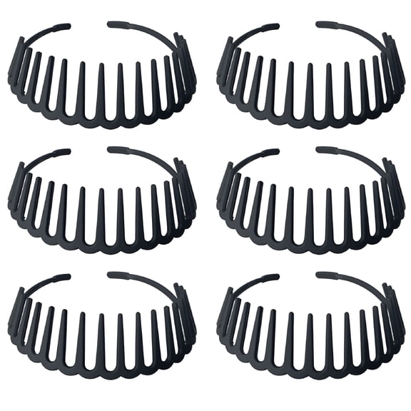 FLORNIX 2026 New 6Pcs Zigzag Shark Tooth Hair Comb Headbands Wrapped Cloth Hard Hairbands Textured Plastic Face Wash Basic Headband for Sports,Makeup,Spa,Travel