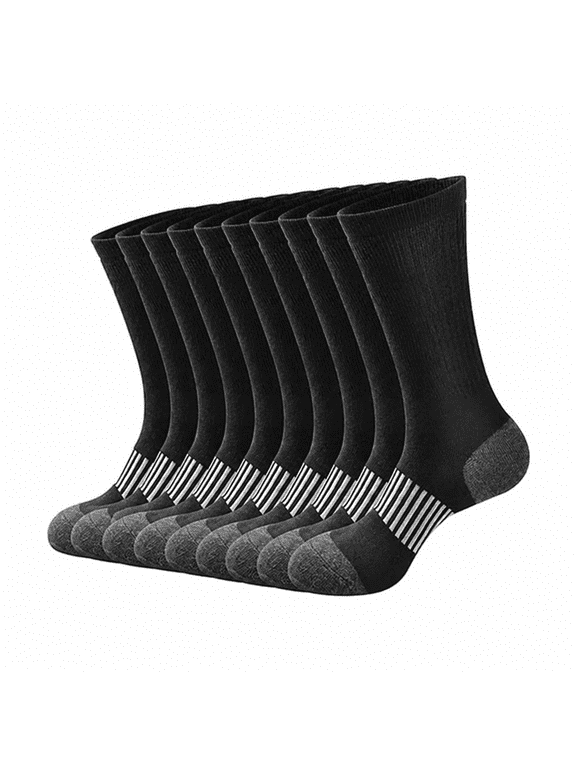 2026 New Socks for Men Size 13-15, Mens Cozy Socks 5 Pairs Men'S Casual Solid Color Sweat-Absorbing Breathable Outdoor Socks for Sports Home Sleeping Socks Black Gifts Under $15