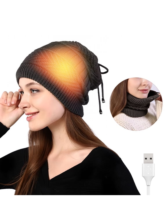 2026 New Winter Warm Electric Heat Hat, Usb Heated Hat, Winter Knitted Windproof Thermal Warm Heat Cap, for Skiing, Snowboarding, Snowmobile, Snow Shoveling, Must Have for Winter