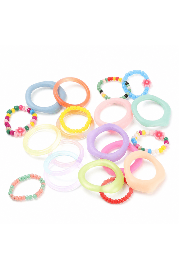 21 Pcs Toe Rings for Women Silver Colorful Resin Smooth Patterned